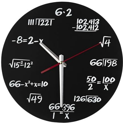 LOVIVER Mathe-Uhr, einzigartige Neuheit, Gleichung, stumm, Geschenk, geräuschlos, 30,5 cm, Wanduhr für Lehrer, Zuhause, Wohnung, Büro, Küche, Esszimmer, Style B