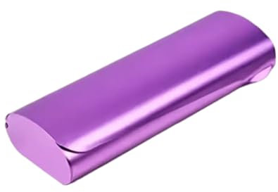 Boolavard Schlankes Brillenetui aus Aluminium | Leichtes Brillenetui | Brillenschutzetui | Außenschale aus Aluminium | Schnappverschluss für Damen und Herren (Lila)