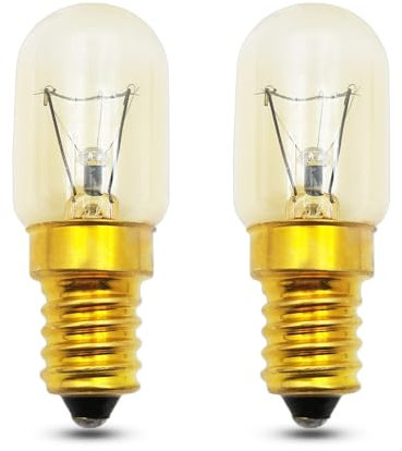 E14 Oven Bulb 300°C Heat Resistant, 230V SES Pygmy Oven Light Bulb Dimmable 360LM for AEG/Neff/Zanussi/Smeg/Bosch Ovens, Microwave, Salt Lamp, Fridge, Warm White 2700K, 2-Pack