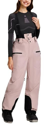 Pioneer Camp Skihose Damen Wasserdicht Warme Snowboardhose Winter Winddichte Schneehose mit Abnehmbaren HosenträGer und Taschen VerschleißFest Ski Hose KurzgrößE für Outdoor Sporten（Pink;M