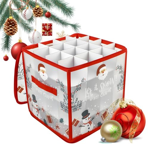 PORFOYO Aufbewahrungsbox Für Weihnachtskugeln für 64 Christbaumkugeln, Weihnachtskugeln Aufbewahrung, Sortierbox Für Christbaumkugeln 32*32*2.7 CM, Christbaumkugeln Aufbewahrung Für Weihnachten