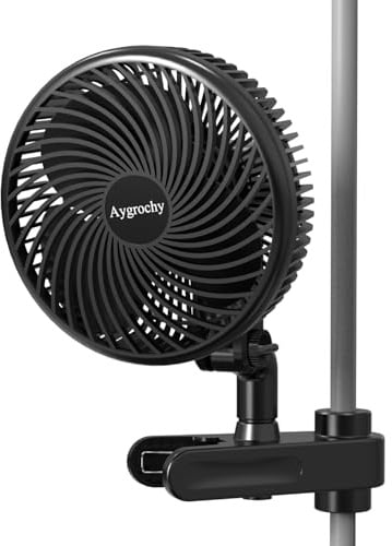 Aygrochy Clip Ventilator Grow 10 Geschwindigkeiten IP44 oszillierend leise | grow zelt ventilator für growbox