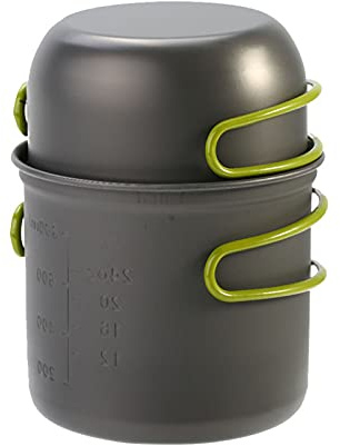 Drfeify Set di Pentole in Alluminio da Campeggio Ed Escursioni Materiale a Pistola Pieghevole con Borsa