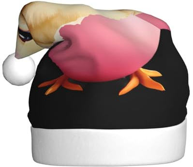 BROLEO Weihnachtsmütze mit rosa Eierschalen-Küken, bedruckt, für Erwachsene, Halloween-Partys