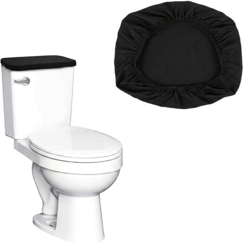 Amosfun Toilet Tank Cover Replacement Universal Toilet Tank Lid Cover Washable Polyester Dust and Moisture Shield for Bathroom Decor Fits Standard Rectangular Cistern Black 13.00 X 6.30 X 0.40 in