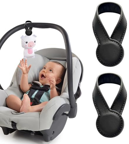 AEIXYA 2Er Set Magnetclips Kinderwagen,Zum Befestigen Von Mulltüchern Kinderwagen Spielzeug,Starker Halt Ohne Haken Oder Klettverschluss (Schwarz)