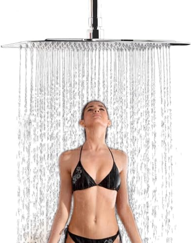 Llffssdg 40x40 cm Regendusche Duschkopf/Regenbrause/Kopfbrause Regendusche/Regenduschkopf aus Edelstahl mit selbstreinigenden Anti-Kalk-Düsen Hochdruck Deckenbrause Energieklasse A