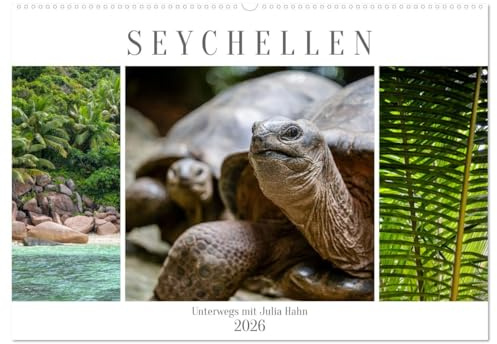 Seychellen - unterwegs mit Julia Hahn (Wandkalender 2026 DIN A2 quer), CALVENDO Monatskalender: Die Inselgruppe der Seychellen begeistert durch ihre ... Wäldern abwechseln. (CALVENDO Orte)