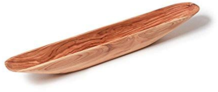 Berard 90170, Coupelle Pirogue en bois d'olivier fait-main idéale pour apéritif et service original - 34 cm