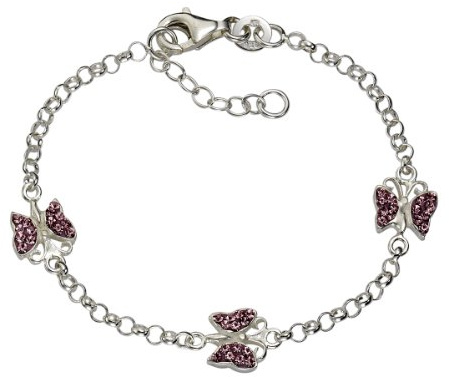 Zeeme for Kids Kinder Armband 925/- Sterling Silber 14/16cm Glänzend Kristall weiß 299260046-16-1