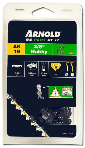 ARNOLD - Sägekette 3/8 Zoll Hobby, 1.3 mm, 62 Treibglieder, 45 cm Schwert; 1191-X1-0020