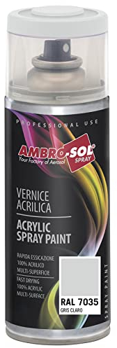 Ambro-Sol V4007035 Smalto Acrilico Multiuso, Vernice Brillante per Interni ed Esterni, Adatto per Qualsiasi Tipo di Materiale, Bomboletta Spray in Banda Stagnata Riciclabile 400 ml, Grigio Chiaro