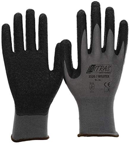 24 Paar NITRAS Nylotex 3520 Latexbeschichtung schwarz, Grip, Gr.: 10