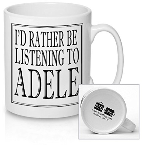 Bagamug I'd Rather be Listening to Adele Black and White Ceramic Tea Coffee Mug New Unique Easy Music Gift for All Occasions