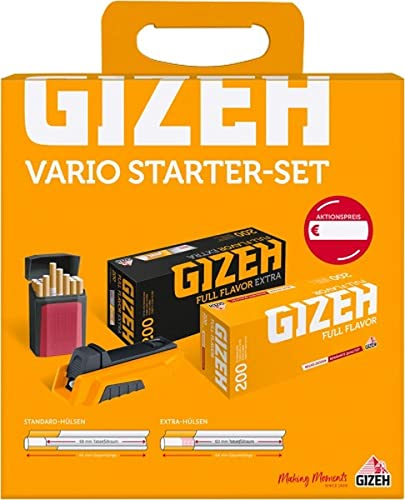Gizeh 16269 Vario Zigaretten Stopfer Starter Set, Kunststoff, gelb, 25 x 25 x 6,5 cm