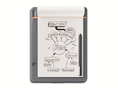 Wacom K100876 Bamboo Slate Digital Notepad A5 (Half Letter Size), Small Smart Notebook with Digitisation Technology Including Stylus with Ballpoint Pen, Compatible with Android and Apple, Grey/Orange