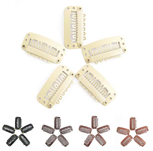 iExtension 20 Clips für Clip in Extensions Echthaar Tressen Haarverlängerung Perücke Wig Haarklammer Haarclips - Beige