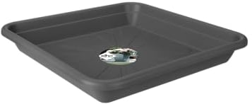 elho - Sottovaso Universale Quadrato da 30 cm, per Interni ed Esterni, Ø 30 x H 4,4 cm, plastica, Antracite, 25 cm