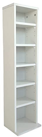 Oypla 6 Tier White Wooden CD DVD Game Book Shelf Storage Tower Rack - Fits 102 CDs