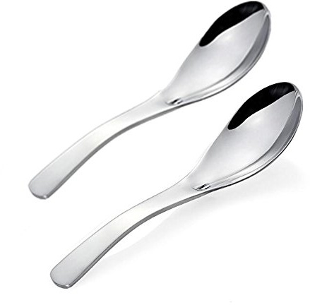 Perfectii 2 Stück Löffel aus Edelstahl, Joghurtlöffel Müslilöffel Suppentassenlöffel, spülmaschinengeeignet (2 Stück)