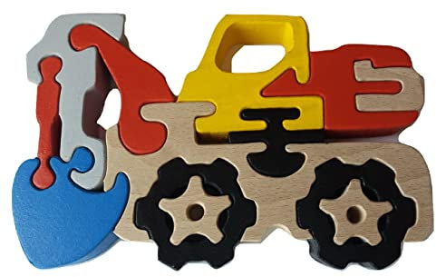 Holzpuzzle Bagger handgemachte Maschinen konstruktionen massives Buchenholz Spielzeug Nutzfahrzeug Geschenk für Jungen aus Holz Autotransportern