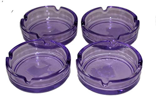 amara-global 4 Stück Glasaschenbecher Glas Aschenbecher Ø 10,5 cm Rund Stapelbar mit Farbwahl (Lila)