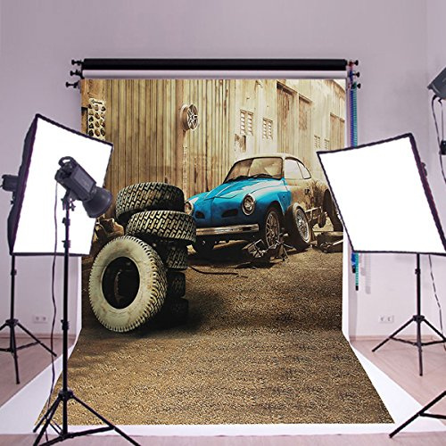 Werse 3X5Ft Auto Reifen Garage Retro Foto Hintergrund Fotografie Hintergrund Studio Requisiten