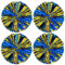Senmink Cheerleading Pom Pom Pom Poms aus Kunststoff, für Sport, Teamgeist, Jubeln, 4 Stück, Blau/Gelb