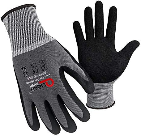 QEARSAFETY 3 Pairs General Purpose Microfoam Breathable Nitrile Rubber Palm Coated Work Gloves, Knitted Elastic Liner, Abrasion, Grip, Dexterity, For All Kinds of Jobs, 10/XL