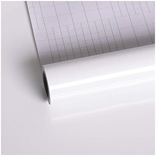 VEELIKE White Sticky Back Plastic Roll Glittery Plain White Wallpaper Glossy Worktop Covering Waterproof Self Adhesive Contact Paper Vinyl Wrap for Furniture Lining Paper for Drawers 40cm x 300cm