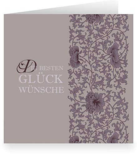 Kartenkaufrausch Edle lila graue Grusskarte zum Geburtstag, Hochzeit, Rente (quadratisch, 15,5x15,5cm mit Umschlag) mit Ornamenten: Die besten Glückwünsche - große XL Klapp-Karte