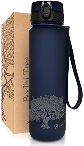 Bodhi Tree Trinkflasche 650ml, hygienischer Deckel mit Sicherheitsclip, leichte langlebige Sportflasche, 1-Klick-Öffnung, umweltfreundlich, geschmacksneutral, ideal für Outdoor, Blau