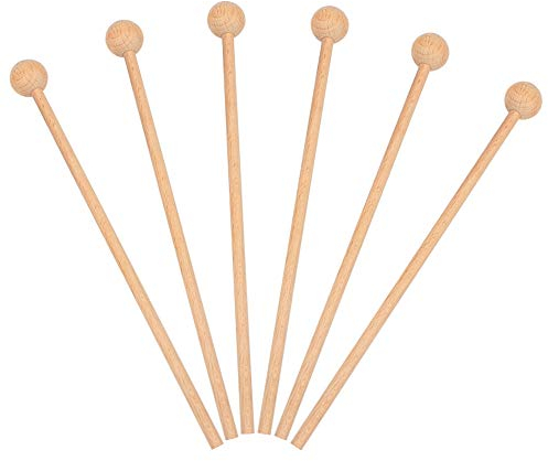 6pcs Baquetas de Percusión, Palos de Madera para Instrumento, Mazos de Percusión de Madera para Xilófono, Tambor, Campana (Color de Madera)