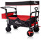 SAMAX Bollerwagen mit Dach Faltbar - Handwagen Transportwagen Gerätewagen Faltwagen - klappbar mit Bremse und Hecktasche - für alle Offroad Gelände geeignet - Schwarz/Rot