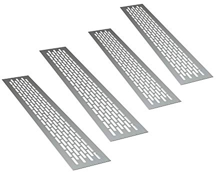 sossai® Rejillas de ventilación de aluminio - Alucratis (4 piezas) | Rectangular - dimensiones: 48 x 8 cm | Color: aluminium | rejilla de aire