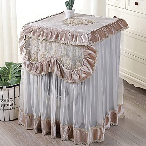 HIOD Cubierta de Encaje para Lavadora Protector de Lavadora y Secadora para Carga Superior Interior y Máquina de Carga Frontal,Beige