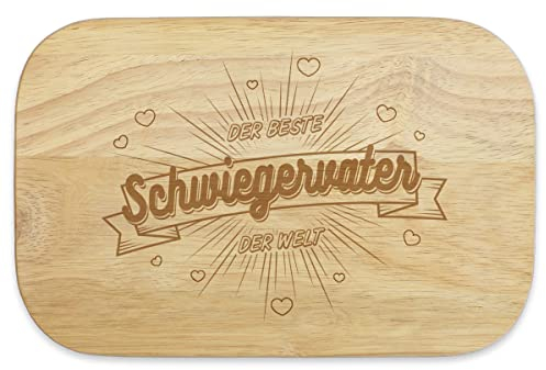 KIXY Frühstücksbrettchen Gummibaumholz Geschenk Geburtstag Weihnachten Geschwister - Der beste Schwiegervater der Welt