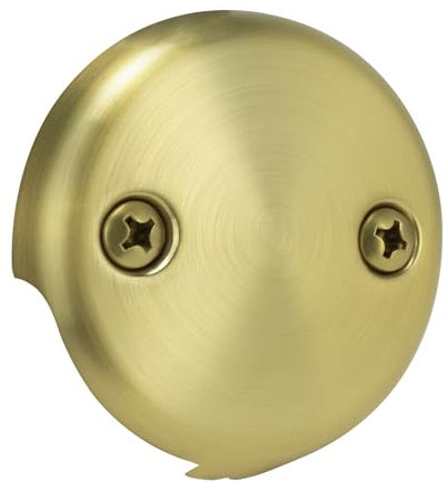 Universal Bathtub 2-Hole Overflow Face Plate Brass Construction (Brushed Brass)