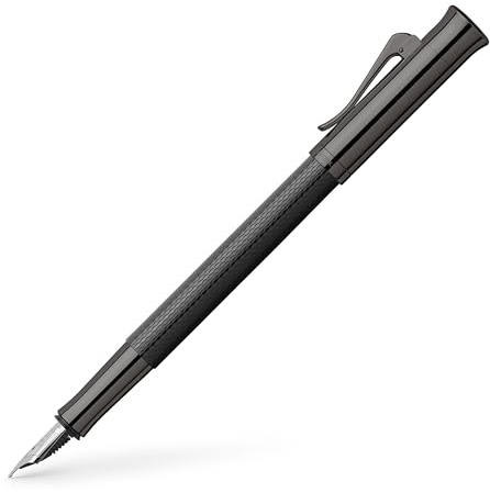 Graf von FABER-CASTELL 145312 - Füllfederhalter Guilloche Black Edition, Federbreite EF, mit hochwertiger Geschenkverpackung und Konverter