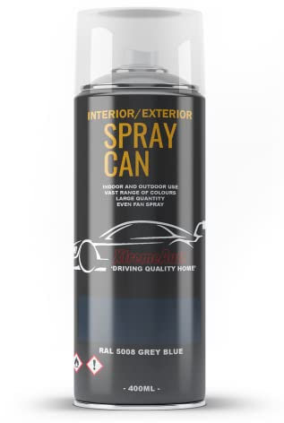 Xtremeauto Spray Paint Finish For Indoor And Outdoor Use Garden Cars Home Kitchen Bathroom Furniture Art Craft Bikes Radiators Metal Wood Plastic Glass UPVC Stone PVC RAL 5008 Grey blue