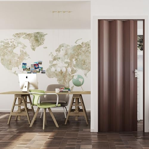 Decorspace Porta a soffietto Luciana da Interno 88,5 x h 214 cm in PVC Made in Italy Noce Mansonia Tinta Unita