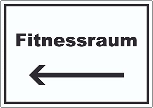 Fitnessraum Aufkleber mit Text und Richtungspfeil links Sport Fit waagerecht A6 (105x148mm)