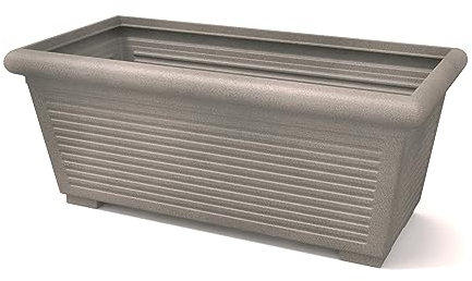 Kloris VASO fioriera rettangolare Millerighe 100 grigio tortora polietilene con sottovaso design classico da interno esterno 64 litri cm 100x48 altezza cm 39 Made in Italy