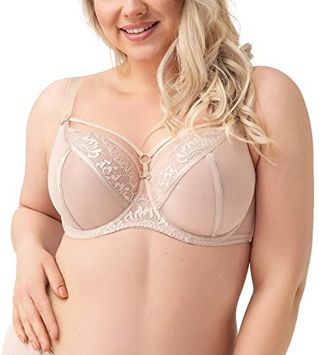 Gorsenia Reggiseno Non Imbottito Trasparente con Pizzo K496 Paradise, Beige,6F