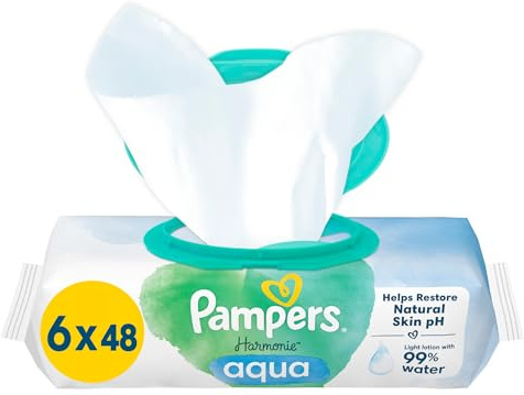 Pampers Harmonie Aqua Lot de 6 paquets de 288 lingettes humides