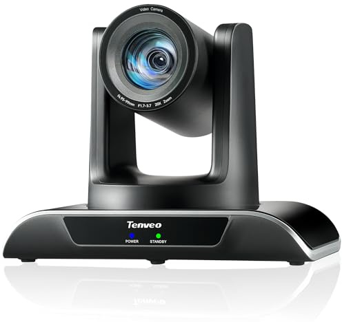 Tenveo HDMI/USB3.0/LAN(PoE) PTZ Camera AI Humanoid & Face Auto-Tracking, 20X Optical Zoom PTZ Camera IP Live Streaming, FHD 1080P 60FPS, for Church Services Worship Video Conference Live Streaming