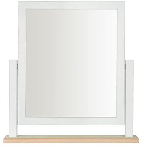 Home Selections Rectangle Wood Dressing Table Mirror, Grey Oak, 44x44cm, Two Tone Freestanding Tabletop Mirror