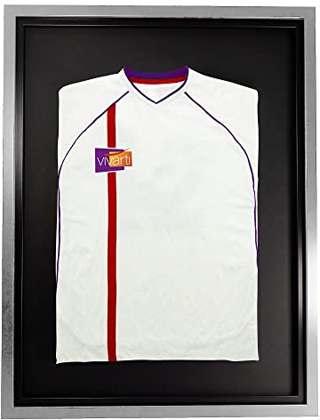 Vivarti DIY Sports Shirt Display Silver Frame (Adult, 60 x 80cm - Silver Frame, Black Inner, Black Backing Card)