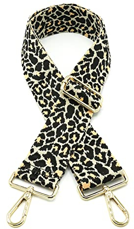 Angtex Taschengurt Schultergurt zum Wechseln für Damen-Handtaschen, verstellbar, 5 cm breit Leopard grau/schwarz