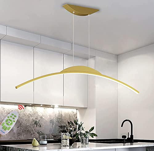Lanekd Dining Table Lamp LED Pendant Lamp Modern Dimmable Kitchen Pendant Lighting Height Adjustable Arch Design Black Chandelier for Living Room Office Dining Room Bar Ceiling Lighting